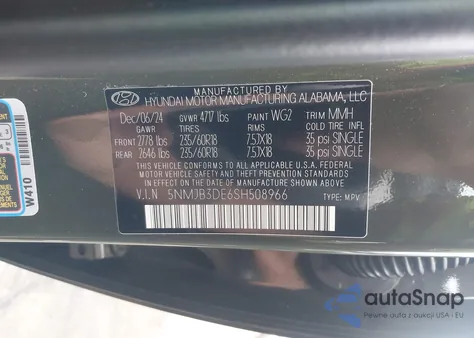 2025 Hyundai Tucson Sel from USA, damaged, VIN 5NMJB3DE6SH508966